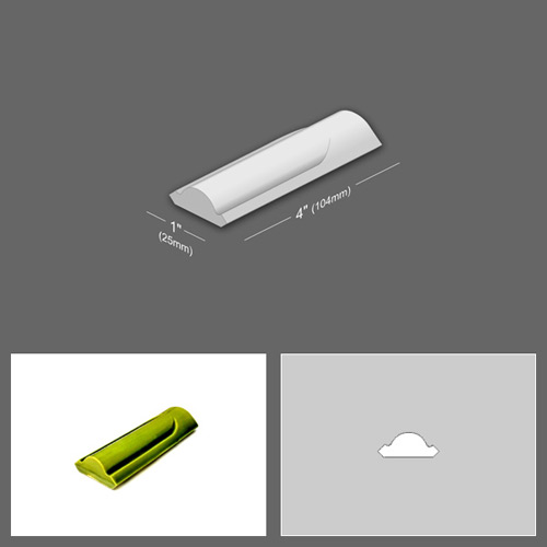 4 inch x 1 inch Decorative Corner Victorian Tile