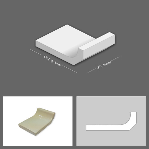 4.5 inch x 3 inch Internal Corner Victorian Tile