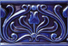Emobossed Stylized Border Tile - Dark Blue