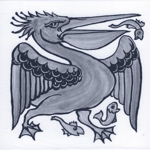 William De Morgan Animals no bnackground Tile