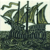 William De Morgan: Ships - green Ship West