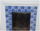 Blue on White Fireplace Tiles